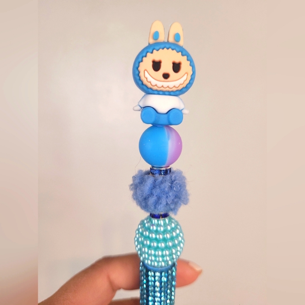 Blue Labubu pencil. Handmade. One-piece